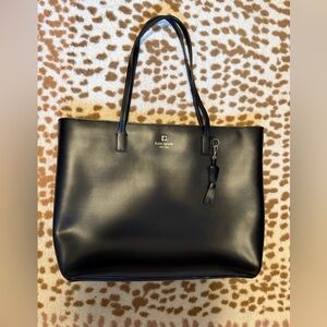 Kate Spade Black leather Tote with Bow Accent